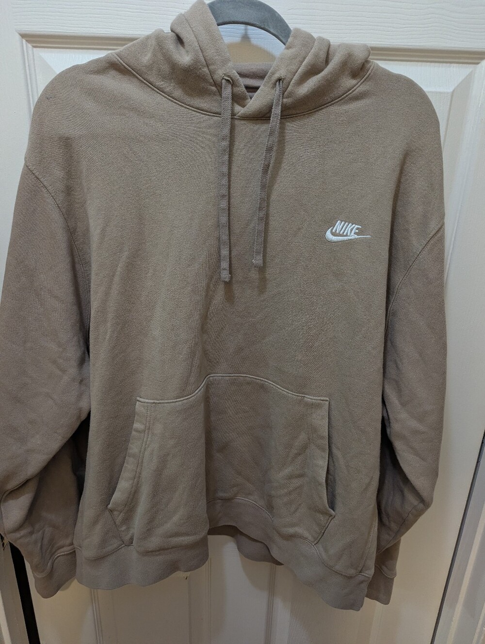 Men's Nike Pullover Hoodie in Taupe with White Logo